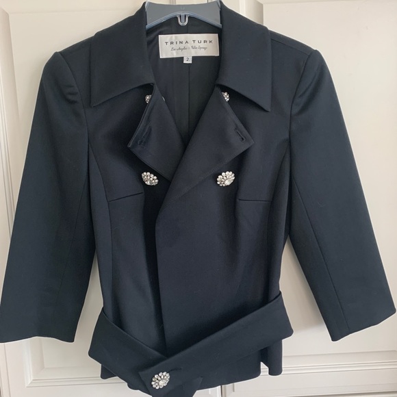 Trina Turk Rhinestone Button Cropped Jacket - Picture 4 of 10